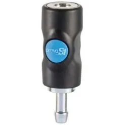 Raccord Rapide Air Comprimé PREVOST - Tuyau Cannelé Ø 10mm - ISO B6 - Corps Composite - Bouton Bleu