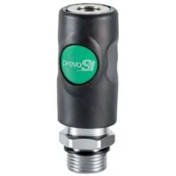 Raccord Rapide Air Comprimé PREVOST - Filetage F.3/8" In M.3/8" - Européen 7.2/7.4 Mm - Corps Composite - Bouton Vert