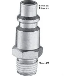 PREVOST Raccord Rapide Mâle / Mâle Filet 1/4 8 Ext